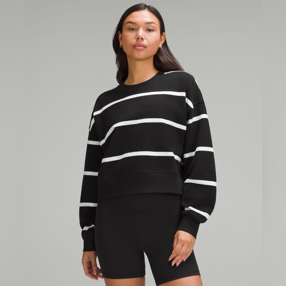 lululemon athletica Tops - Lululemon Perfectly Oversized Cropped Crew Stripe
